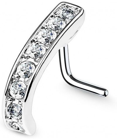 Channel Set CZ Nose Crawlers 316L Surgial Steel L Bend Nose Stud Rings 20G, Clear $9.00 Body Jewelry