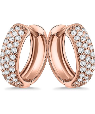 Sterling Silver CZ Cubic Zirconia Ear Cuff Hinged Huggie Hoop Earrings for Women Girls, 15mm Diameter Rose Gold Flashed $13.7...