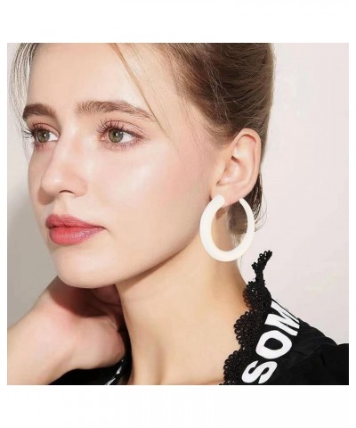 80 90s Retro Neon Thick Hoop Earrings Hoops Chunky Hollow Tube Hoop Earrings for Women Hypoallergenic Lightweight Candy Color...