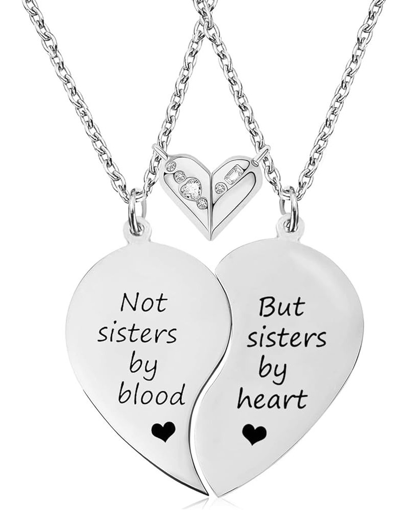 BFF Necklace for 2-Split Heart Necklace Not Sisters by Blood Pendant Best Friend Friendship Necklace Set of 2 Valentines Day ...