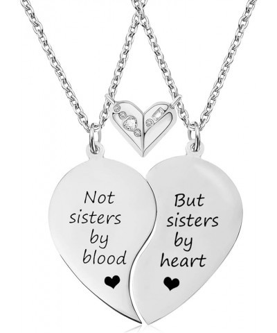 BFF Necklace for 2-Split Heart Necklace Not Sisters by Blood Pendant Best Friend Friendship Necklace Set of 2 Valentines Day ...