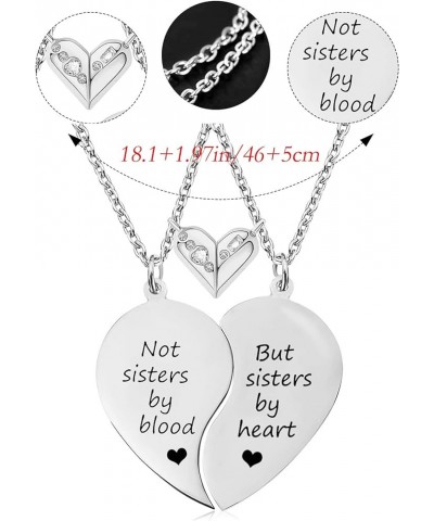 BFF Necklace for 2-Split Heart Necklace Not Sisters by Blood Pendant Best Friend Friendship Necklace Set of 2 Valentines Day ...