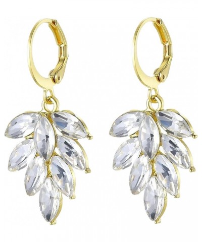 Trendy Crystal Leaf Dangle Drop Earrings for Women Girls Shiny Marquise Crystal Rhinestone Christmas Earrings Party Club Cock...