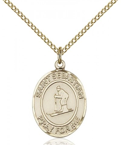 14KT Gold Filled Catholic Saint Sports Athlete Medal Pendant, 3/4 Inch Saint Sebastian Skiing $57.62 Pendants