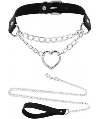 Cosplay Sexy Jewelries,Collar and Leash Sets For Women Ladies Pets Black+love Heart Chain $8.50 Necklaces