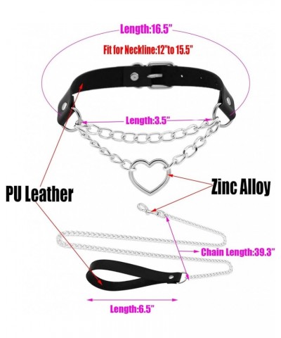 Cosplay Sexy Jewelries,Collar and Leash Sets For Women Ladies Pets Black+love Heart Chain $8.50 Necklaces