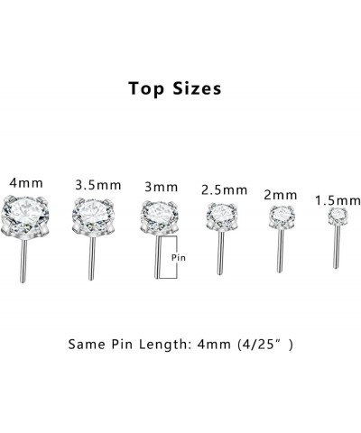 1.5mm-4mm Surgical Steel Cartilage Stud with 20g/18g/16g 5mm 6mm 8mm 10mm Press Fit Threadless Push Pop in Labret Post Lip Fo...