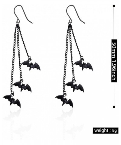 Gothic Halloween Costumes Earrings 3 Bats Vampire Long Tassel Black Dangle Earrings For Women Girls Alloy Plated Scary Decora...