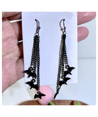 Gothic Halloween Costumes Earrings 3 Bats Vampire Long Tassel Black Dangle Earrings For Women Girls Alloy Plated Scary Decora...