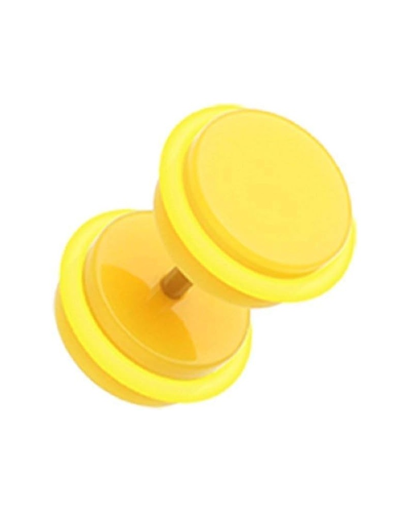 Neon Acrylic Fake Plug with O-Rings Size: 16GA, Length: 6mm, Ball Size: 11mm, Yellow $8.50 Body Jewelry