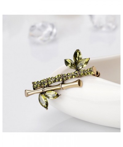 Green/Black Crystal Bamboo Brooch Pin Chinese Style Rhinestone Brooch Leaves Pin Women's Scarf Sweater Accessory Green $9.11 ...