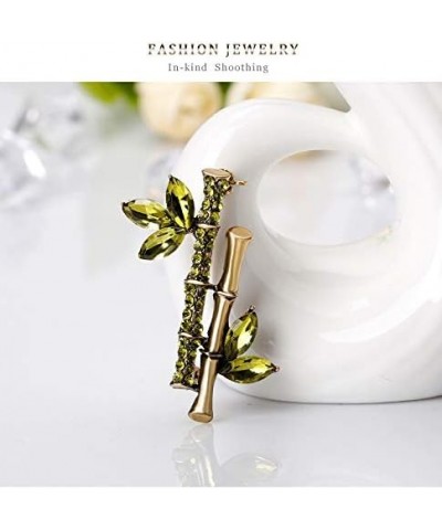 Green/Black Crystal Bamboo Brooch Pin Chinese Style Rhinestone Brooch Leaves Pin Women's Scarf Sweater Accessory Green $9.11 ...