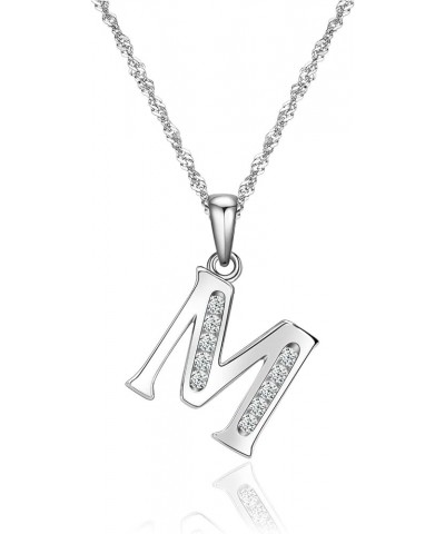 Graduation Gifts Initial Necklace S925 Sterling Silver Jewelry Cubic Zirconia Letter Alphabet Phase Pendant Necklace Mother D...