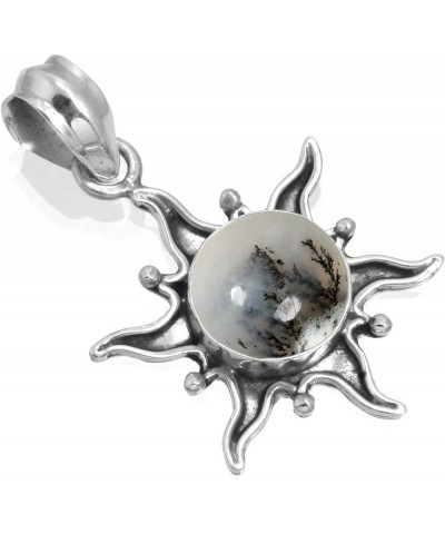 925 Sterling Silver Statement Pendant for Women 10 MM Round Gemstone Handmade Jewelry for Gift (99512_P) Dendrite Opal $15.12...