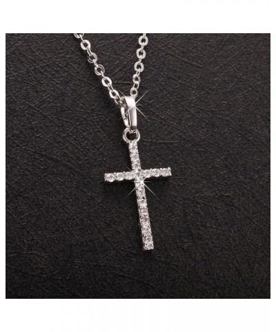 2Pcs Cross Necklace Dainty Cubic Zirconia Cross Pendant Necklace Minimalist Elegant Layered Cross Necklace for WomenGirls Sil...