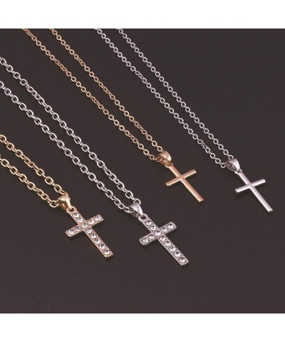 2Pcs Cross Necklace Dainty Cubic Zirconia Cross Pendant Necklace Minimalist Elegant Layered Cross Necklace for WomenGirls Sil...