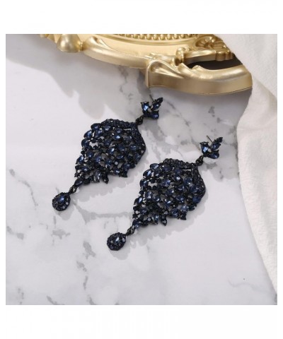 Women's Stunning Gorgeous Leaf-Shaped Teardrop Cluster Crystal Rhinestone Drop Dangle Earrings for Wedding Bridal Bride Bride...