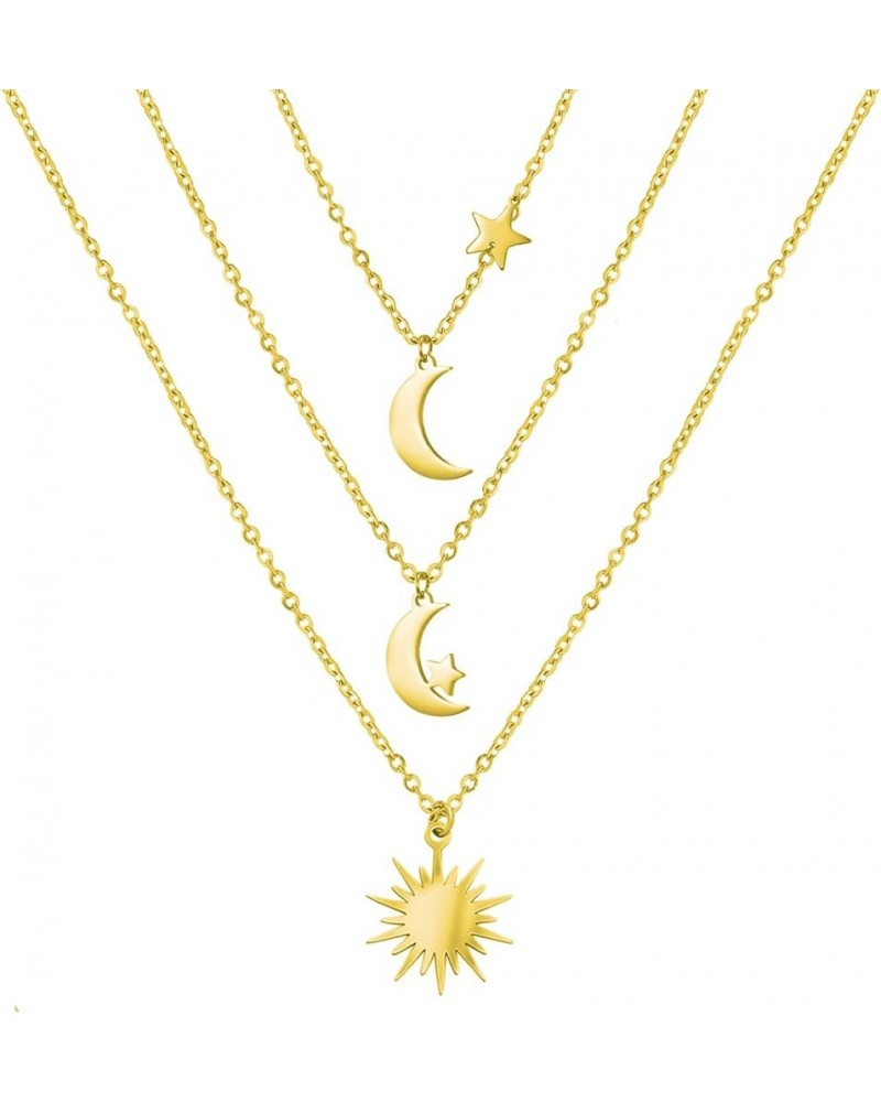 3 Pieces Friendship Necklaces Turkish Blue Eye Necklace Best Friend Pendant Necklace Sun Moon Star Necklace for Women Teen Gi...