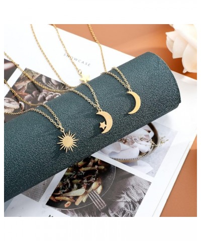 3 Pieces Friendship Necklaces Turkish Blue Eye Necklace Best Friend Pendant Necklace Sun Moon Star Necklace for Women Teen Gi...