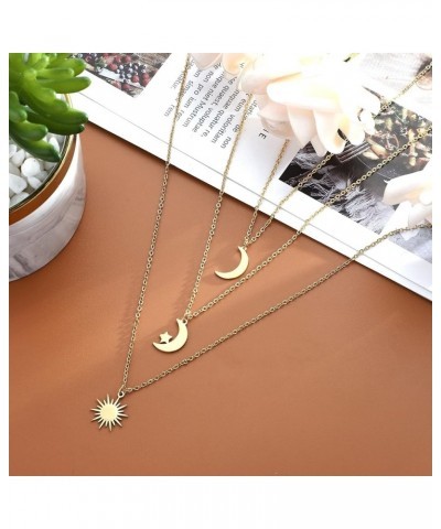 3 Pieces Friendship Necklaces Turkish Blue Eye Necklace Best Friend Pendant Necklace Sun Moon Star Necklace for Women Teen Gi...