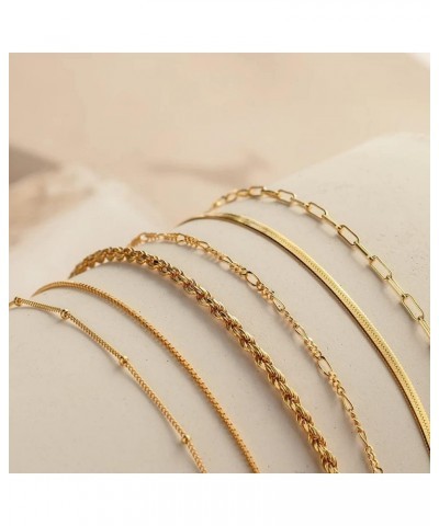 Dainty Gold Chain Bracelets for Women Girls 14K Gold Plated Bracelet Stackable Adjustable Paperclip Chain Bracelets Trendy La...