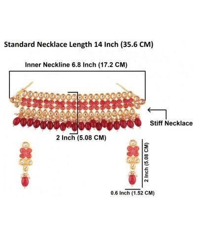 Indian Kundan Crystal Pearl Bollywood Traditional Wedding Choker Necklace Earrings Jewelry Sets for Women $13.20 Jewelry Sets