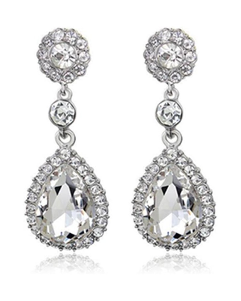 Gorgeous Austrian Crystal Rhinestone Wedding Bridal Teardrop Drop Dangle Earrings pierced-white $7.64 Earrings