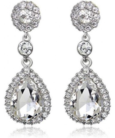 Gorgeous Austrian Crystal Rhinestone Wedding Bridal Teardrop Drop Dangle Earrings pierced-white $7.64 Earrings