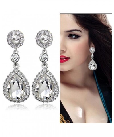 Gorgeous Austrian Crystal Rhinestone Wedding Bridal Teardrop Drop Dangle Earrings pierced-white $7.64 Earrings