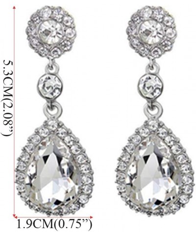 Gorgeous Austrian Crystal Rhinestone Wedding Bridal Teardrop Drop Dangle Earrings pierced-white $7.64 Earrings