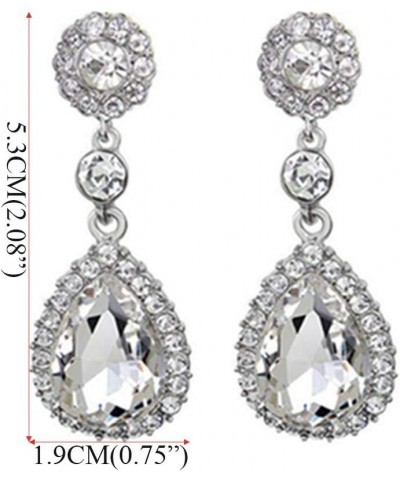 Gorgeous Austrian Crystal Rhinestone Wedding Bridal Teardrop Drop Dangle Earrings pierced-white $7.64 Earrings