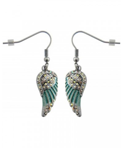 Heavy Metal Women's Mini Seafoam Painted Winged French Wire Earrings - Silver $11.23 Earrings