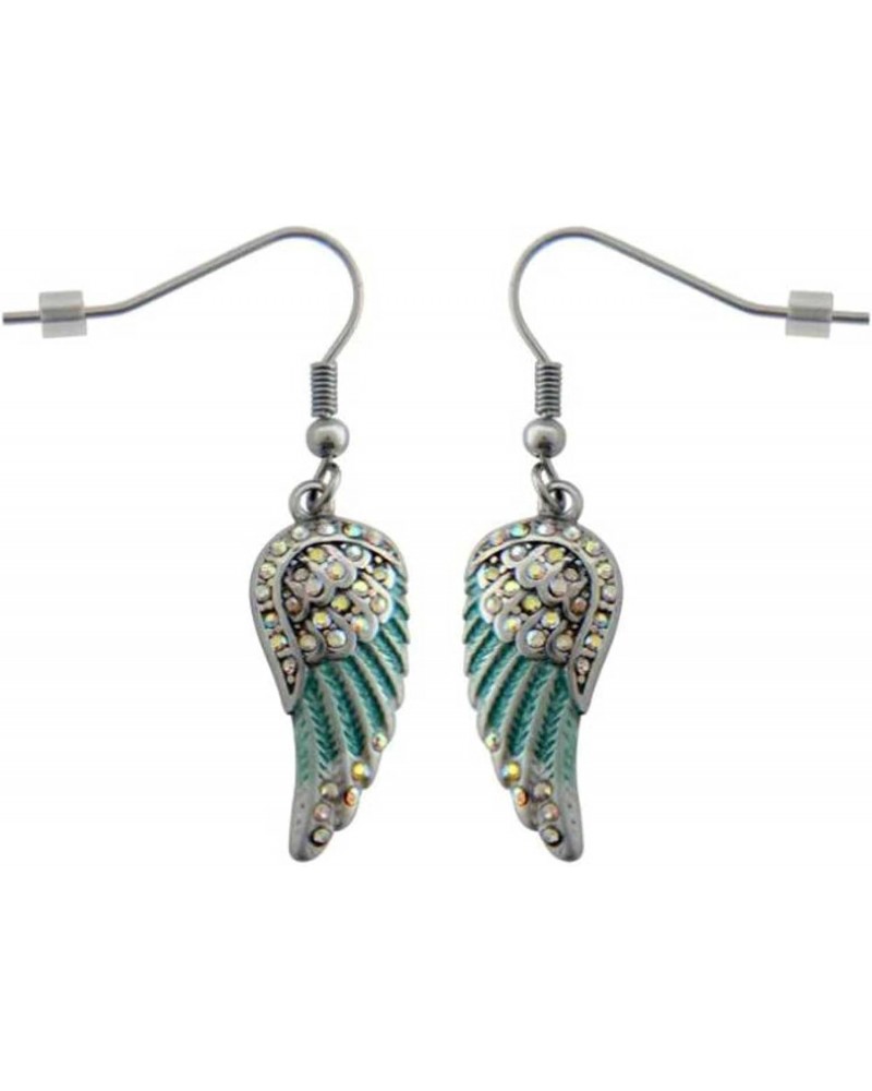 Heavy Metal Women's Mini Seafoam Painted Winged French Wire Earrings - Silver $11.23 Earrings