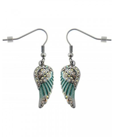 Heavy Metal Women's Mini Seafoam Painted Winged French Wire Earrings - Silver $11.23 Earrings