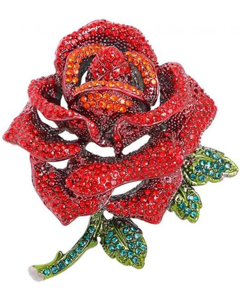 Rose Full Rhinestone Brooch Pin Large Rose Brooch Flower Pin Bouquet Winter Hat Bag Suit Tie Wedding Birthday Accessories Jew...