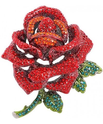 Rose Full Rhinestone Brooch Pin Large Rose Brooch Flower Pin Bouquet Winter Hat Bag Suit Tie Wedding Birthday Accessories Jew...