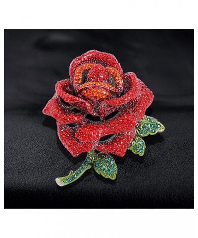 Rose Full Rhinestone Brooch Pin Large Rose Brooch Flower Pin Bouquet Winter Hat Bag Suit Tie Wedding Birthday Accessories Jew...