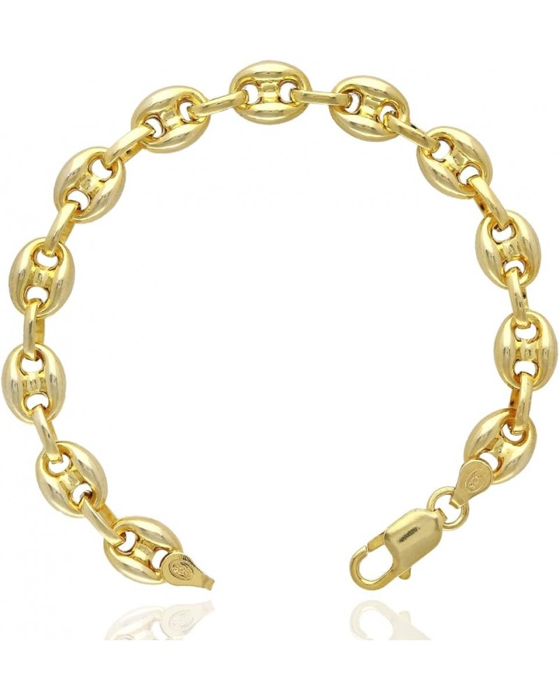 Solid 18K Yellow Gold Over Silver 9mm Puffed Anchor Mariner Bracelet 7.5"-9.25 9.25 $48.51 Bracelets