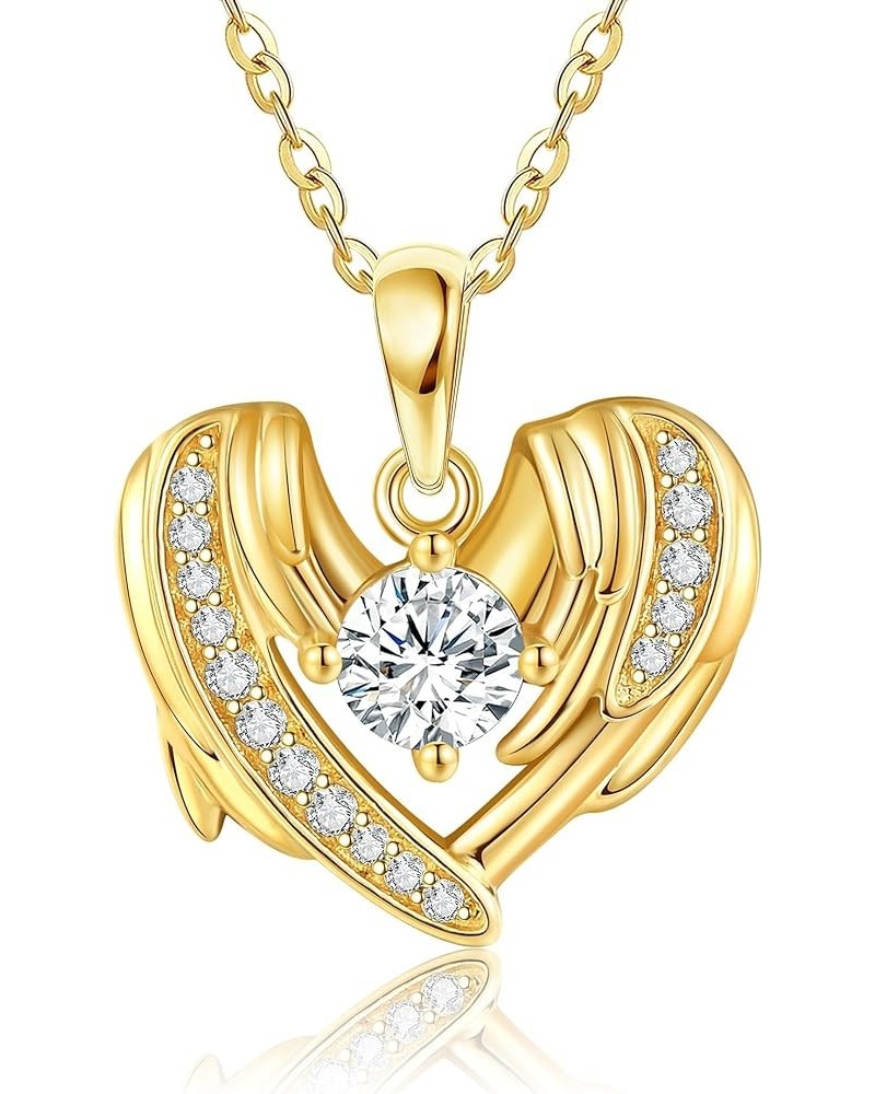 14K Gold Necklace Real Gold Pendant Christmas Jewelry Gifts for Women Girls E2-Angel Wings $86.95 Necklaces