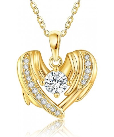 14K Gold Necklace Real Gold Pendant Christmas Jewelry Gifts for Women Girls E2-Angel Wings $86.95 Necklaces