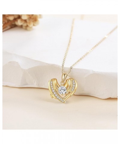 14K Gold Necklace Real Gold Pendant Christmas Jewelry Gifts for Women Girls E2-Angel Wings $86.95 Necklaces