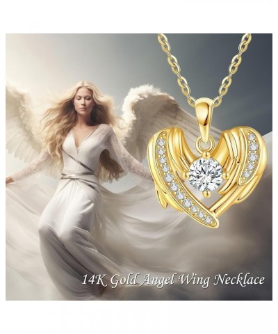 14K Gold Necklace Real Gold Pendant Christmas Jewelry Gifts for Women Girls E2-Angel Wings $86.95 Necklaces