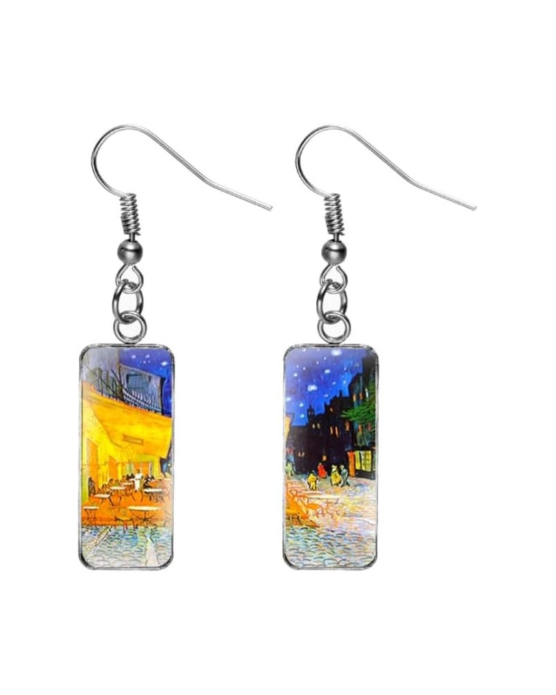 Rectangle Van Gogh Painting Starry Sky Iris Sunflower Drop Dangle Earrings for Women Girls Abstract Art Earrings Charm Jewelr...