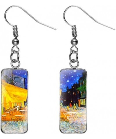 Rectangle Van Gogh Painting Starry Sky Iris Sunflower Drop Dangle Earrings for Women Girls Abstract Art Earrings Charm Jewelr...