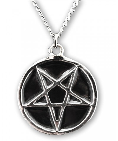 Pentacle with Hand Painted Black Enamel Pewter Pendant Necklace $8.63 Necklaces