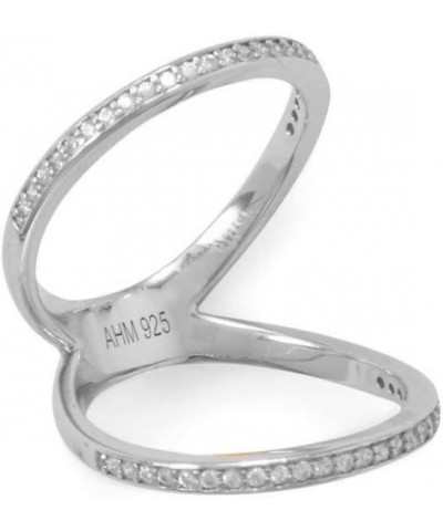 Double Band Knuckle Ring Rhodium on Sterling Silver with Cubic Zirconia $23.26 Rings