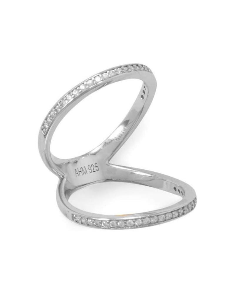 Double Band Knuckle Ring Rhodium on Sterling Silver with Cubic Zirconia $23.26 Rings