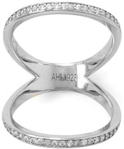 Double Band Knuckle Ring Rhodium on Sterling Silver with Cubic Zirconia $23.26 Rings