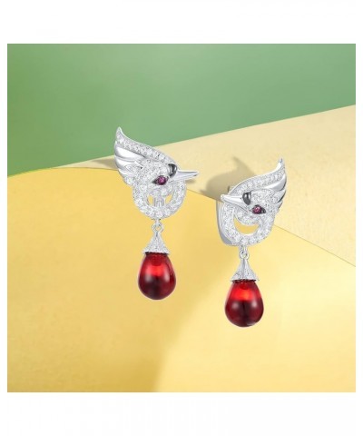 925 Sterling Silver Dangle Earrings Glass Drop Earrings for Women White Swan $26.31 Earrings