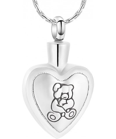 Teddy Bear Cremation Urn Nekclaces Bear On Heart Pendant Necklace Ashes Jewelry Memorial Urn Keepsake Locket Pendant Ash Hold...